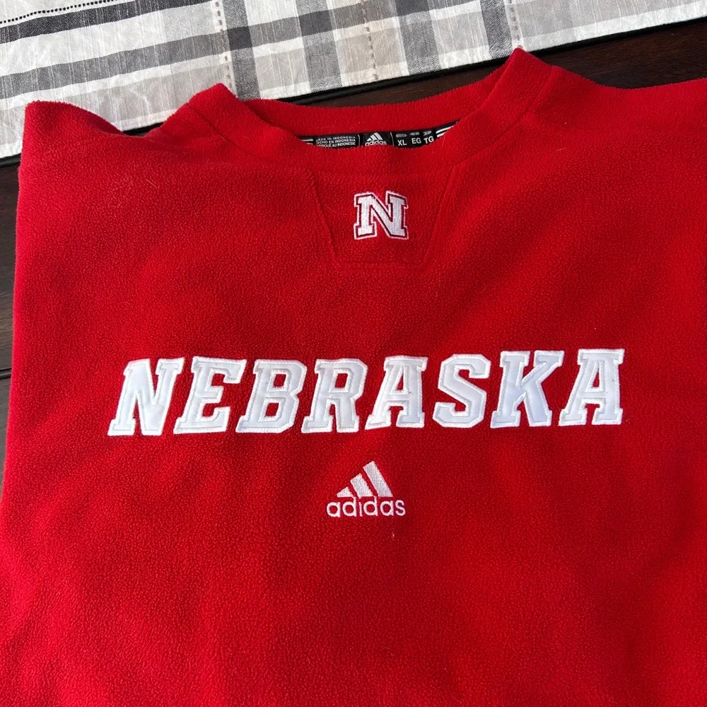 Nebraska Adidas Fleece Crewneck - Picture 1 of 8